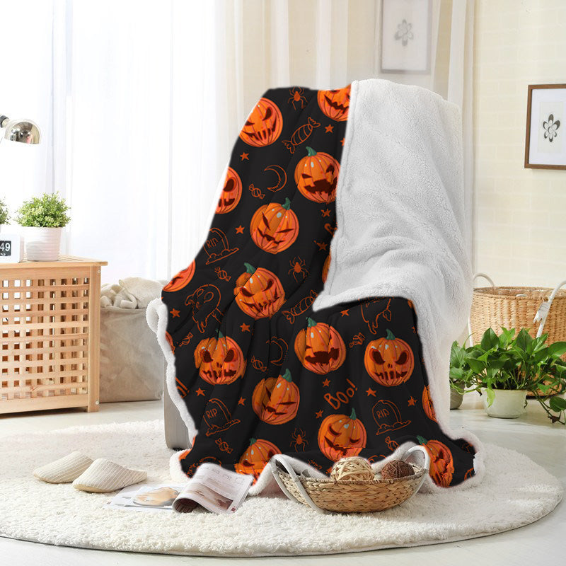 Jollyvogue Halloween Pumpkin Various Expressions Cartoon Candy Tombstone Halloween Blanket 2022 Soft Sherpa And Fleece Blanket