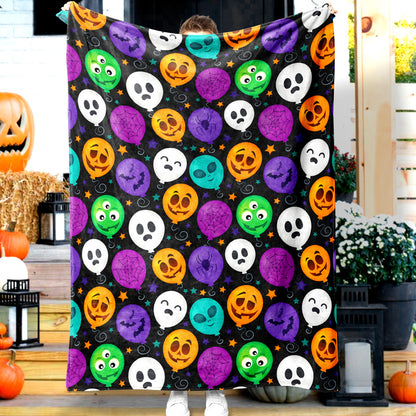 Jollyvogue Halloween Colorful Balloons Skull Spider Celebrating Halloween Halloween Blanket 2022 Soft Sherpa And Fleece Blanket