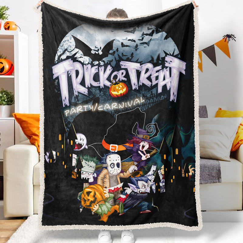 Jollyvogue Halloween Pumpkin Vampire Witch Bat Trick Or Treat Commemorate Halloween Blanket 2022 Soft Sherpa And Fleece Blanket