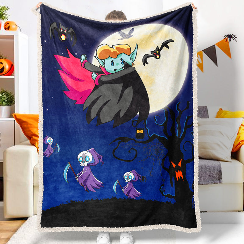 Halloween Cartoon Moon Night Vampire Dark Halloween Blanket