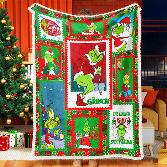 Grinch Animation Grinch Spirit Animal Throw Blanket Fleece Sherpa Blanket Grinch That Stole Christmas