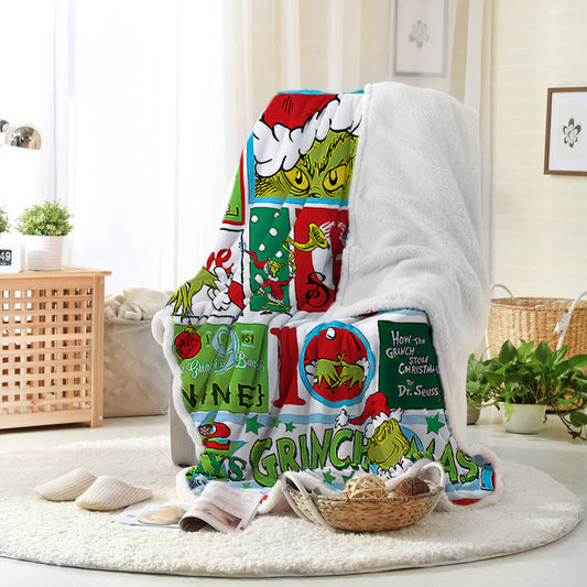 Grinch Countdown Christmas Blanket Sherpa Fleece Blanket