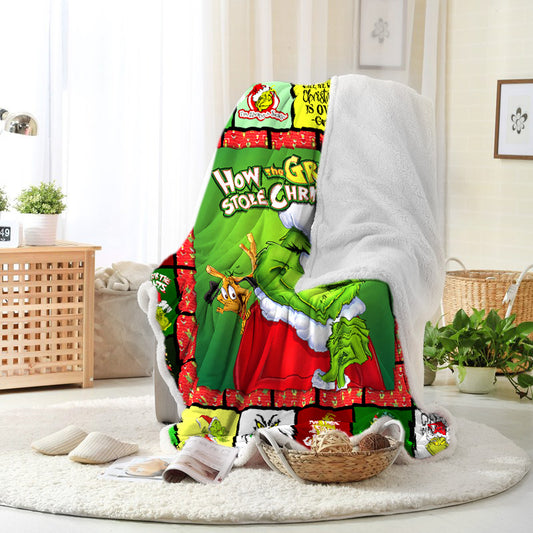 How The Grinch Stole Christmas Grinch Face Throw Blanket Fleece Sherpa Blanket Grinch That Stole Christmas